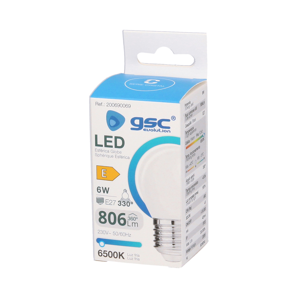 Lámpara LED esférica Serie Cristal 6W E27 3000K 