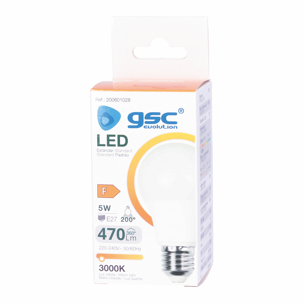 Lámpara LED estándar A55 5W E27 3000K 