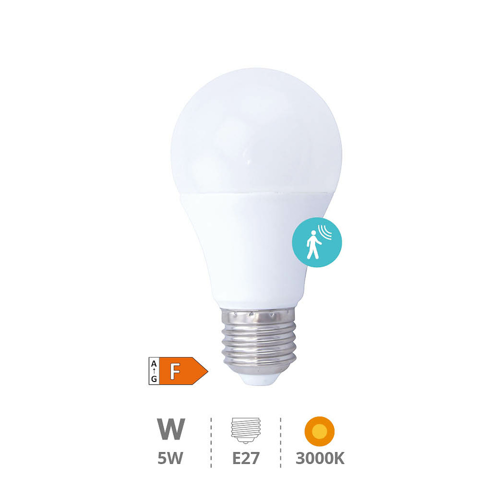 Lámpara LED estándar con sensor presencia 9W E27 3000K 