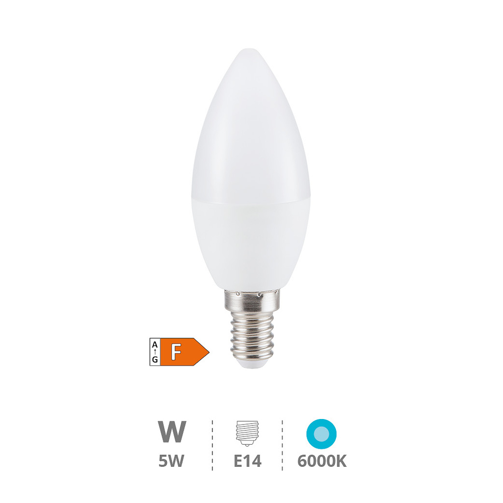 Lámpara LED vela 5W E14 6000K 