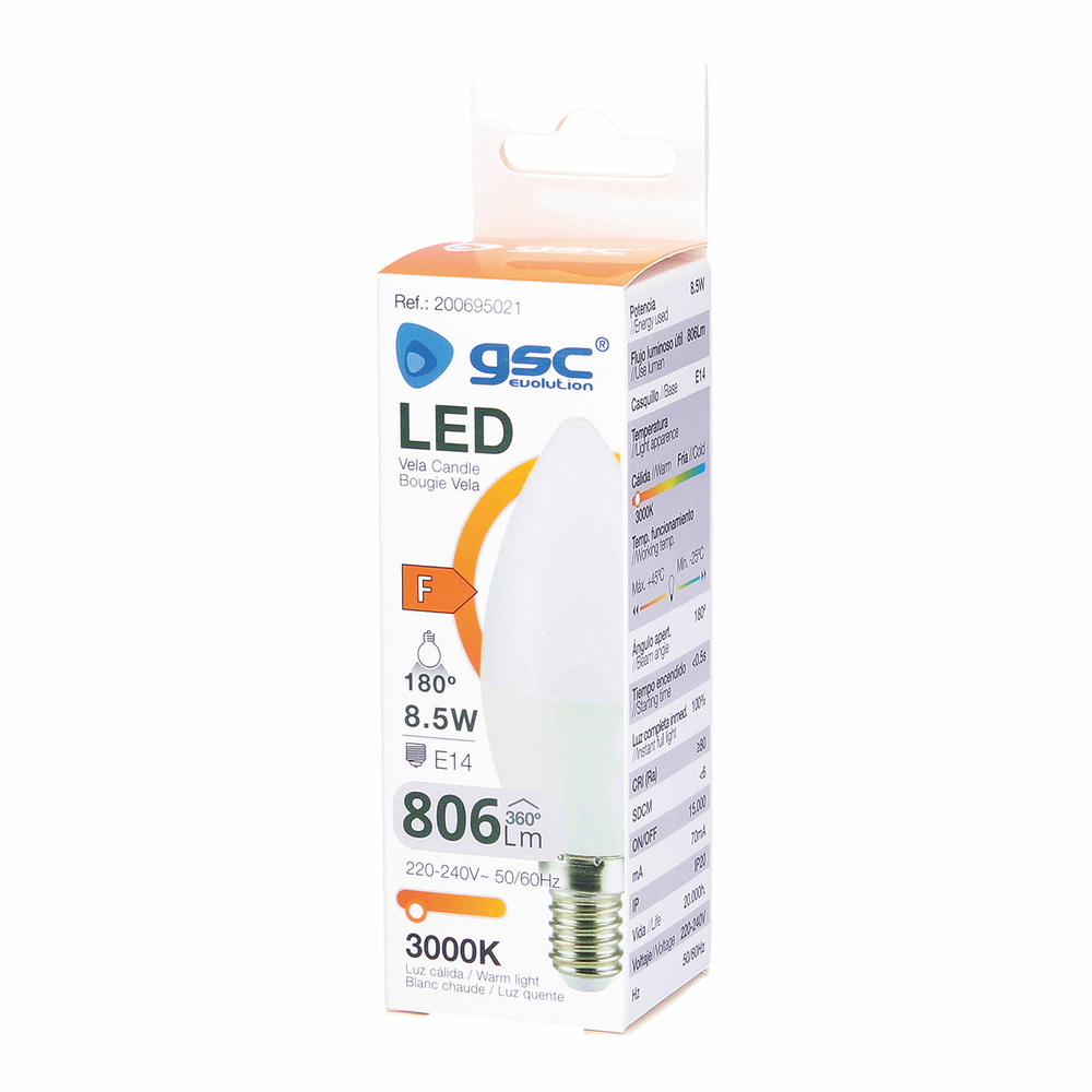 Lámpara LED vela 6,5W E14 6000K 