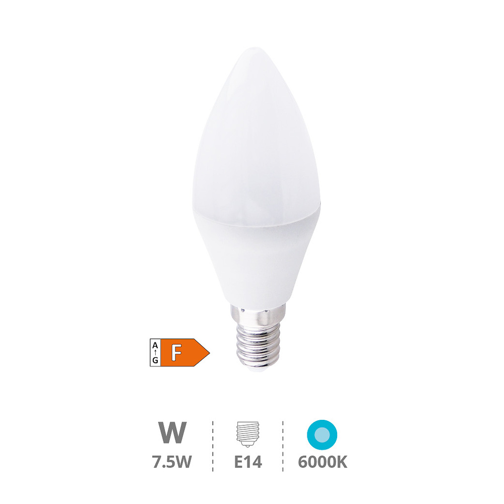 Lámpara LED vela 7,5W E14 6000K 