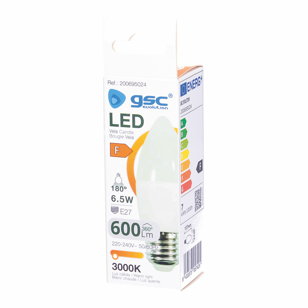 Lámpara LED vela 8,5W E14 6000K 