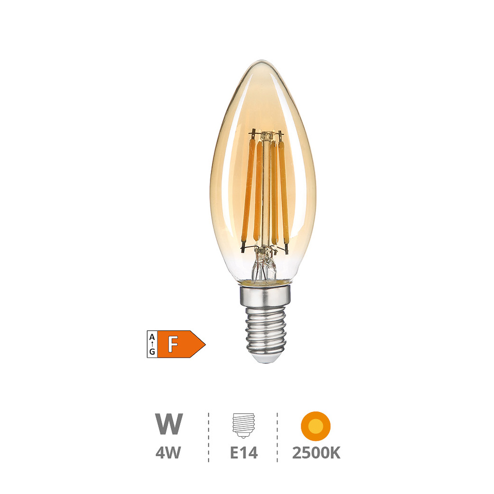 Lámpara LED vela Vintage 4W E14 2500K 