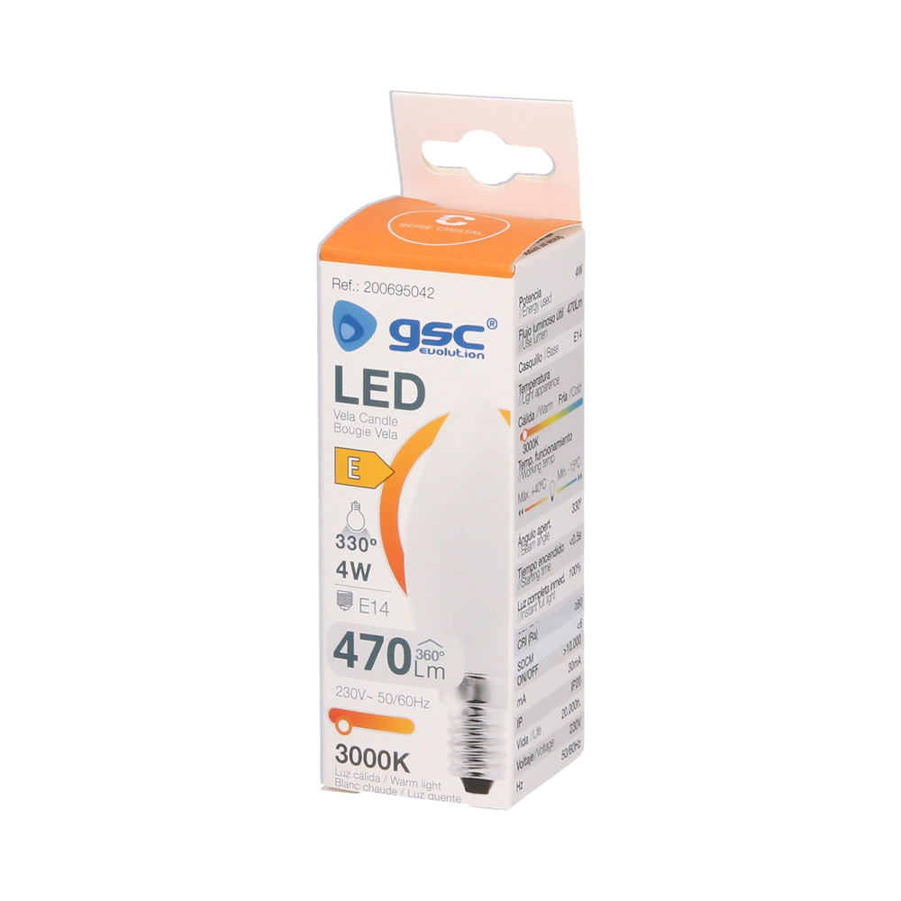 Lámpara LED vela soplo de viento 6,5W E14 3000K 