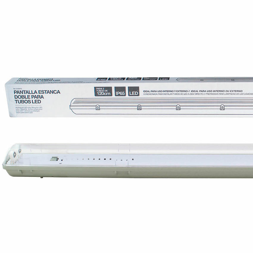 Pantalla estanca para 2 tubos LED T8 120cm 