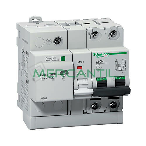 protección sobretensiones-16303 Protección Sobretensiones 1Polo + Neutro Corriente Nominal 40A Combi SPU Sector Industrial SCHNEIDER ELECTRIC