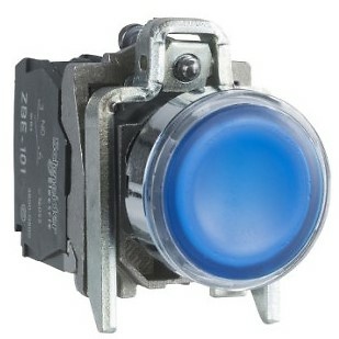 Pulsador luminoso (led) metálico azul 1NC 230Vca 