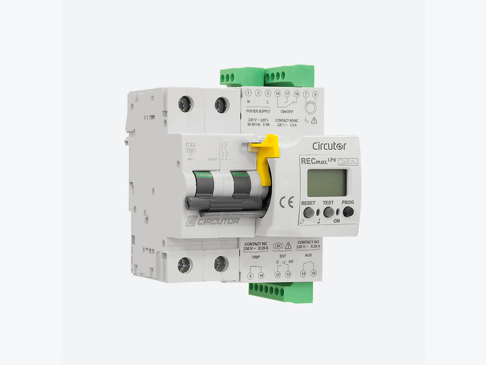 RECmaxLPd-C2-10, Relé diferencial reconectador con magnetotérmico para funcionar con transformador diferencial externo, 2 polos curva C - Mercantil Eléctrico RECmaxLPd-C2-10, Relé diferencial reconectador con magnetotérmico para funcionar con transformador diferencial externo, 2 polos curva C - Mercantil Eléctrico