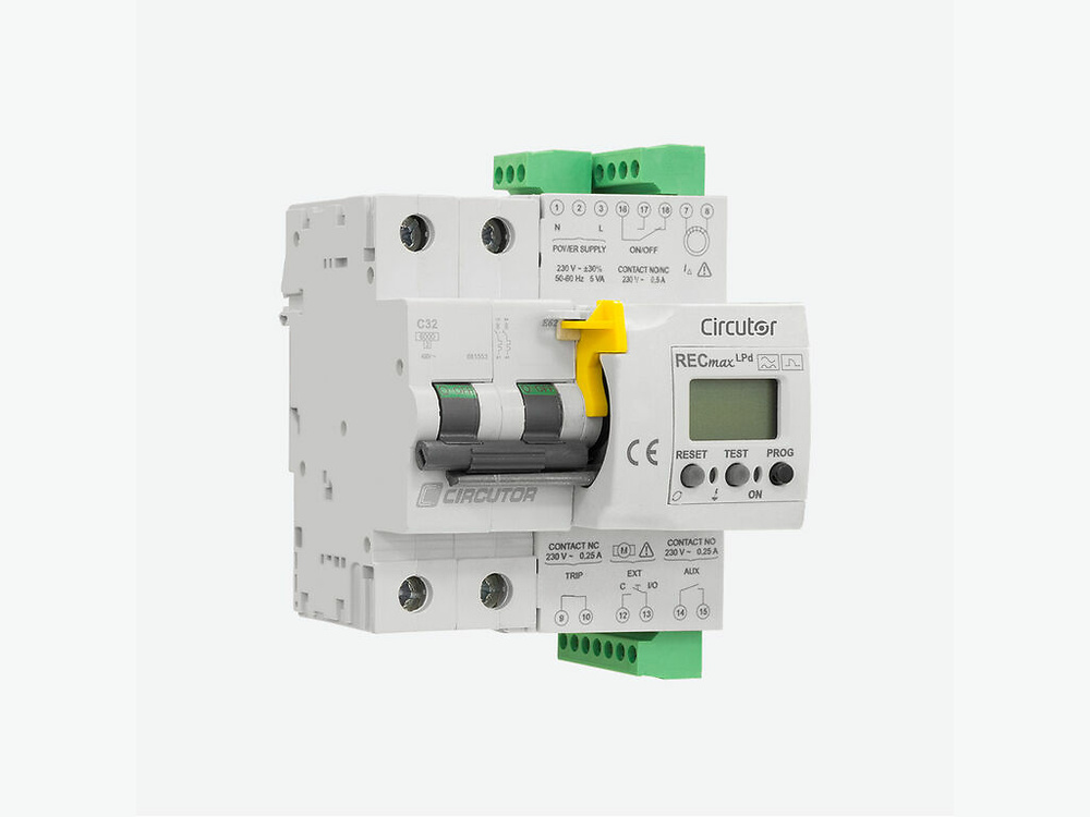 RECmaxLPd-C2-16, Relé diferencial reconectador con magnetotérmico para funcionar con transformador diferencial externo, 2 polos curva C - Mercantil Eléctrico RECmaxLPd-C2-16, Relé diferencial reconectador con magnetotérmico para funcionar con transformador diferencial externo, 2 polos curva C - Mercantil Eléctrico