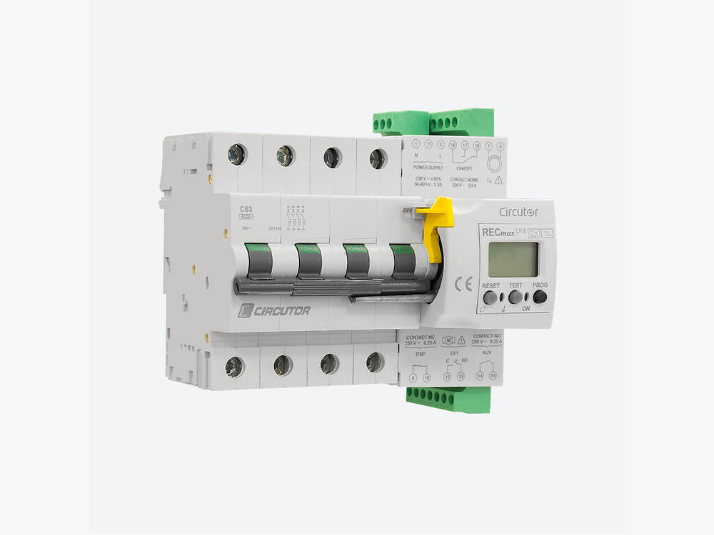 RECmaxLPd-C4-10, Relé diferencial reconectador con magnetotérmico para funcionar con transformador diferencial externo, 4 polos curva C - Mercantil Eléctrico RECmaxLPd-C4-10, Relé diferencial reconectador con magnetotérmico para funcionar con transformador diferencial externo, 4 polos curva C - Mercantil Eléctrico