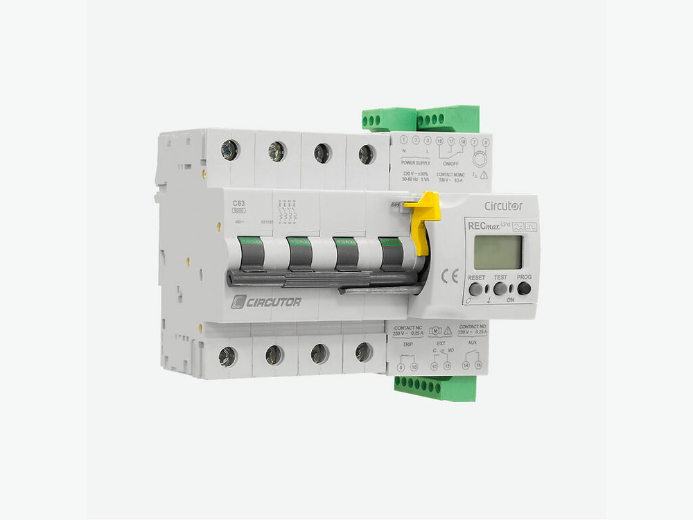 RECmaxLPd-C4-20, Relé diferencial reconectador con magnetotérmico para funcionar con transformador diferencial externo, 4 polos curva C - Mercantil Eléctrico RECmaxLPd-C4-20, Relé diferencial reconectador con magnetotérmico para funcionar con transformador diferencial externo, 4 polos curva C - Mercantil Eléctrico