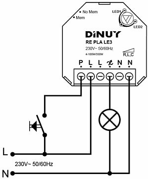 conexiones regulador para lámpars led RE-PLA-LE3 Regulador para Lamparas LED 3 Hilos DINUY RE-PLA-LE3