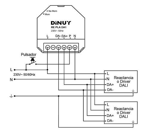 conexiones regulador led RE-PLA-DA1 Regulador para Luminarias LED DALI DINUY