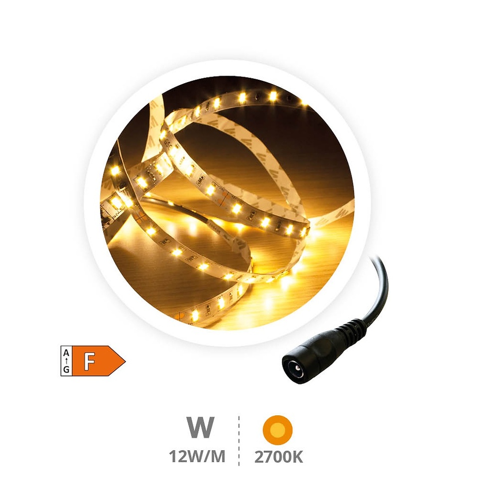 Rollo 5M tira LED 12W/M 2700-3000K IP44 24V 