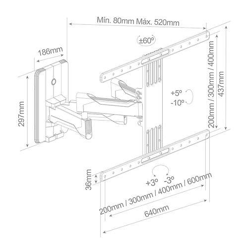 Soporte PRO de TV con brazo 37