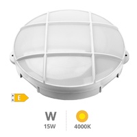 Aplique LED redondo Oxalis con rejilla 15W 4000K Blanco