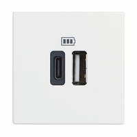 Base cargador doble USB Classia - Tipo A+C - Blanco - 2 módulos