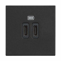 Base cargador doble USB Classia - Tipo C+C - Dark - 2 módulos