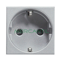 Base de Enchufe Bipolar Schuko con Toma Tierra Lateral 2P+T 16A Embornamiento Automatico con Seguridad 2 Modulos Zenit NIESSEN - Color Plata