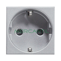 Base de Enchufe Bipolar Schuko con Toma Tierra Lateral 2P+T 16A con Seguridad 2 Modulos Zenit NIESSEN - Color Plata