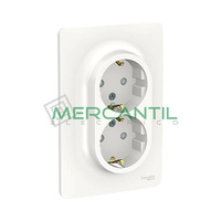 Base de Enchufe Schuko Doble Monobloc 2P+T 16A 1 Modulo New Unica SCHNEIDER ELECTRIC - Embornamiento a Tornillo