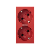 Base enchufe Simon 500 cima doble schukopor corte con led rojo 16 A 250V