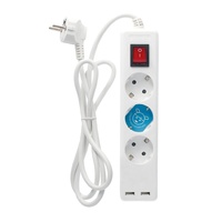 Base múltiple 3T + 2 USB + Int. (3x1.5mm) 1,4M Blanca