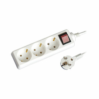 Base múltiple de enchufes 2P+TT lateral 3 tomas con interruptor 1.5 metros blanco GSC