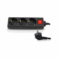 Base múltiple de enchufes 2P+TT lateral 3 tomas con interruptor 1.5 metros negro GSC