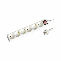 Base múltiple de enchufes 2P+TT lateral 6 tomas con interruptor 1.5 metros blanco GSC