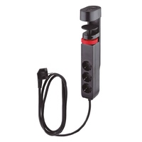 Base múltiple sobremesa 3T + 2 USB A + 1 USB Tipo C + Int (3x1.5mm) 1,4M Negro