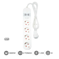 Base multiple inteligente via wifi o bluetooth 4T  2 USB  tipo C 3x1.5mm 1,5M