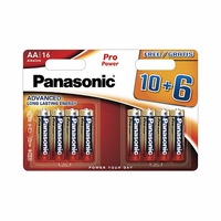 Blíster 16 pilas alcalinas multipacks 10+6 AA/LR6 Pro Power Panasonic