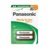 Blíster 2 pilas recargables AA Ni-Mh 1000mAh Panasonic