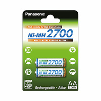 Blíster 2 pilas recargables AA Ni-Mh 2700mAh alta capacidad Panasonic