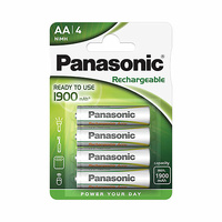 Blíster 4 pilas recargables AA 1900mAh uso frecuente Panasonic