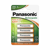 Blíster 4 pilas recargables AA Ni-Mh 1000mAh uso ocasional Panasonic