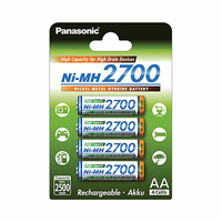 Blíster 4 pilas recargables AA Ni-Mh 2700mAh alta capacidad Panasonic