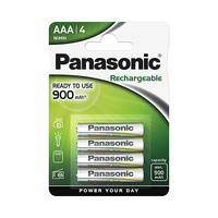 Blíster 4 pilas recargables AAA 900mAh uso constante Panasonic