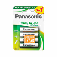 Blíster 4 pilas recargables Ni-Mh AA/LR6 1900mAh Panasonic