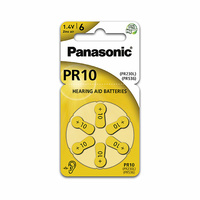 Blíster 6 pilas zinc aire PR-10 1.4V 100mAh Hearing Aid Batteries Panasonic