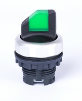 Cabeza selector iluminado 3 pos. + retorno de 2 pos. Verde (SIN cuerpo, contactos ni bloque LED)