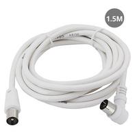 Cable coaxial TV acodado 1,5M de macho a hembra Blanco