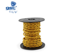 Cable textil 10M (2x0.75mm) trenzado Dorado