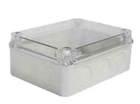 Caja CP10 plástica transparente pretroquelada. IP67 estanco. 190x145x80mm