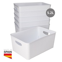 Cesto organizador plástico 5,2L Blanco - 6u retráctil