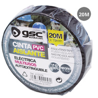 Cinta aislante eléctrica PVC 20M Negro - Retráctil