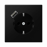 Enchufe schuko 2P+T con cargador USB tipo A protección para niños negro mate LS990 Jung