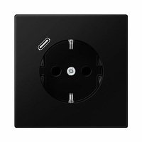 Enchufe schuko 2P+T con cargador USB tipo C protección para niños negro mate LS990 Jung